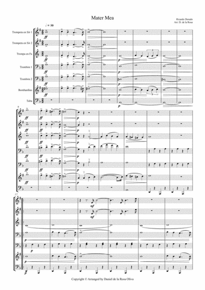 Mater Mea (March) - R. Dorado - For Brass Quintet (Full Score and Parts)
