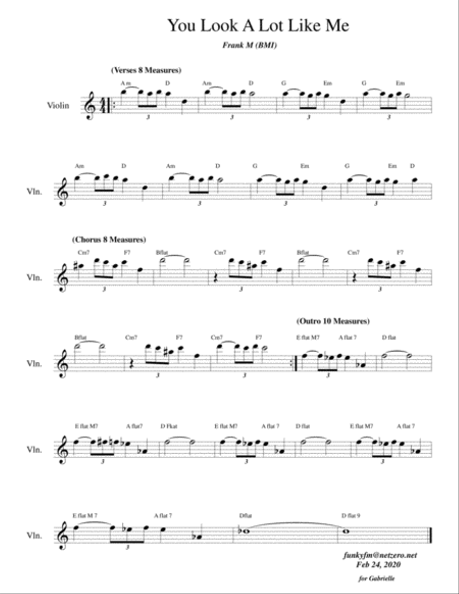You Look A Lot Like Me (Solo Violin) Violin Solo scores gallery preview page 1