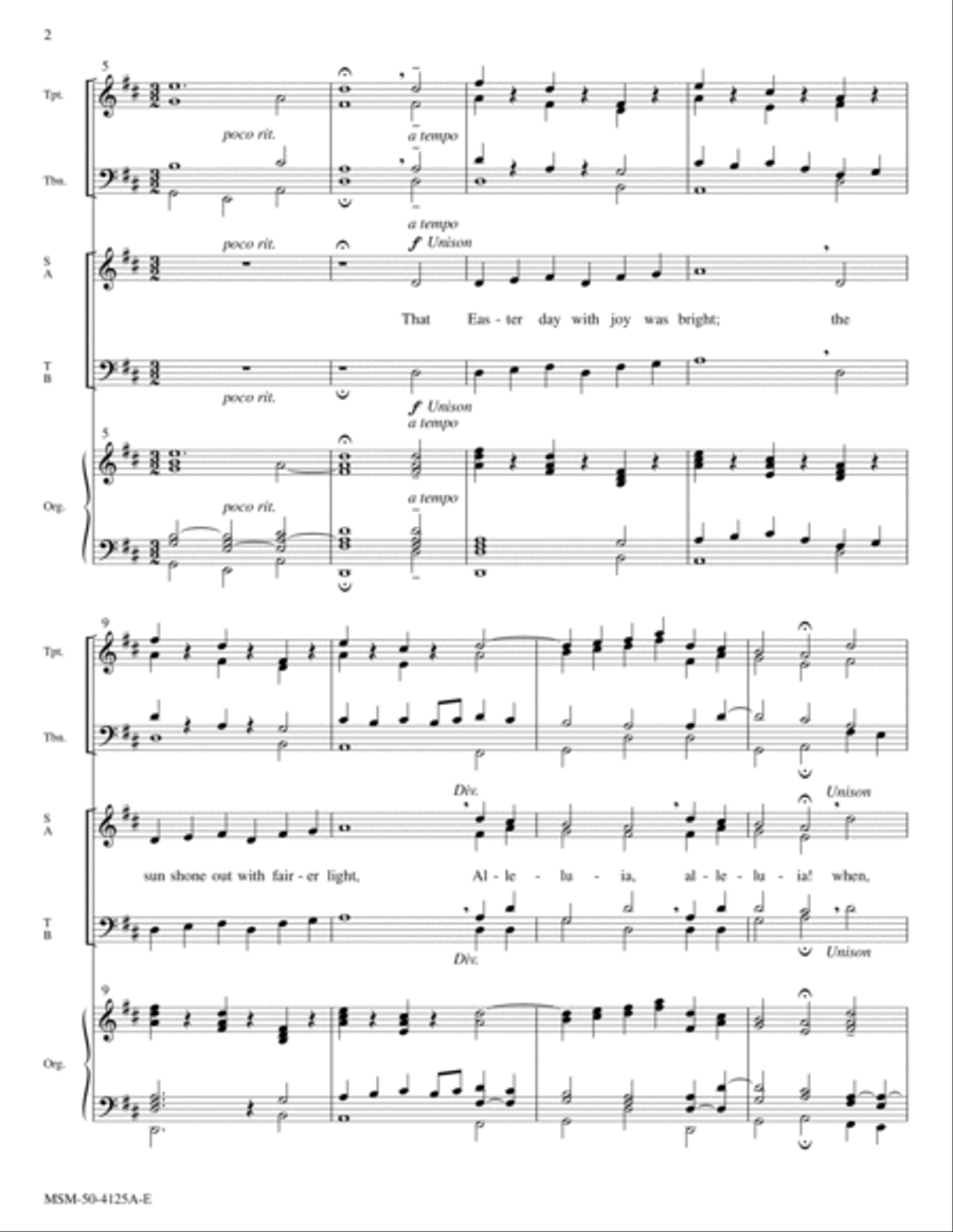 That Easter Day with Joy Was Bright (Downloadable Full Score & Instrumental Parts) Choir scores gallery preview page 2