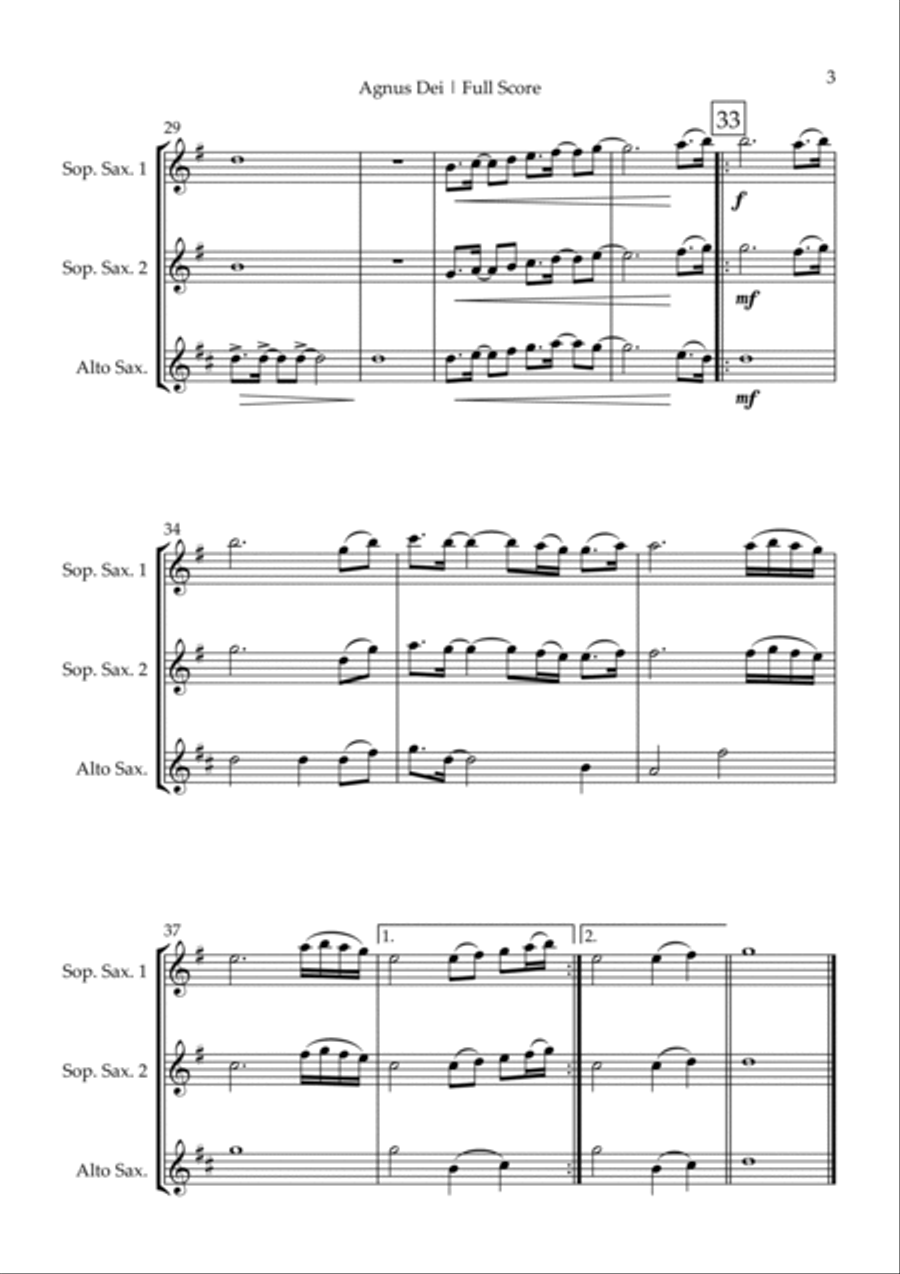 Agnus Dei Woodwind Trio scores gallery preview page 3