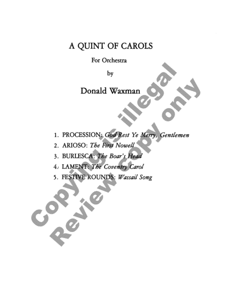 A Quint of Carols (Additional Full Score)