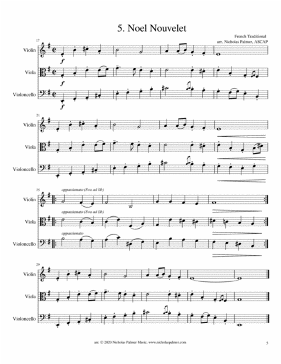 10 Christmas Carol Arrangements for String Trio String Trio scores gallery preview page 6