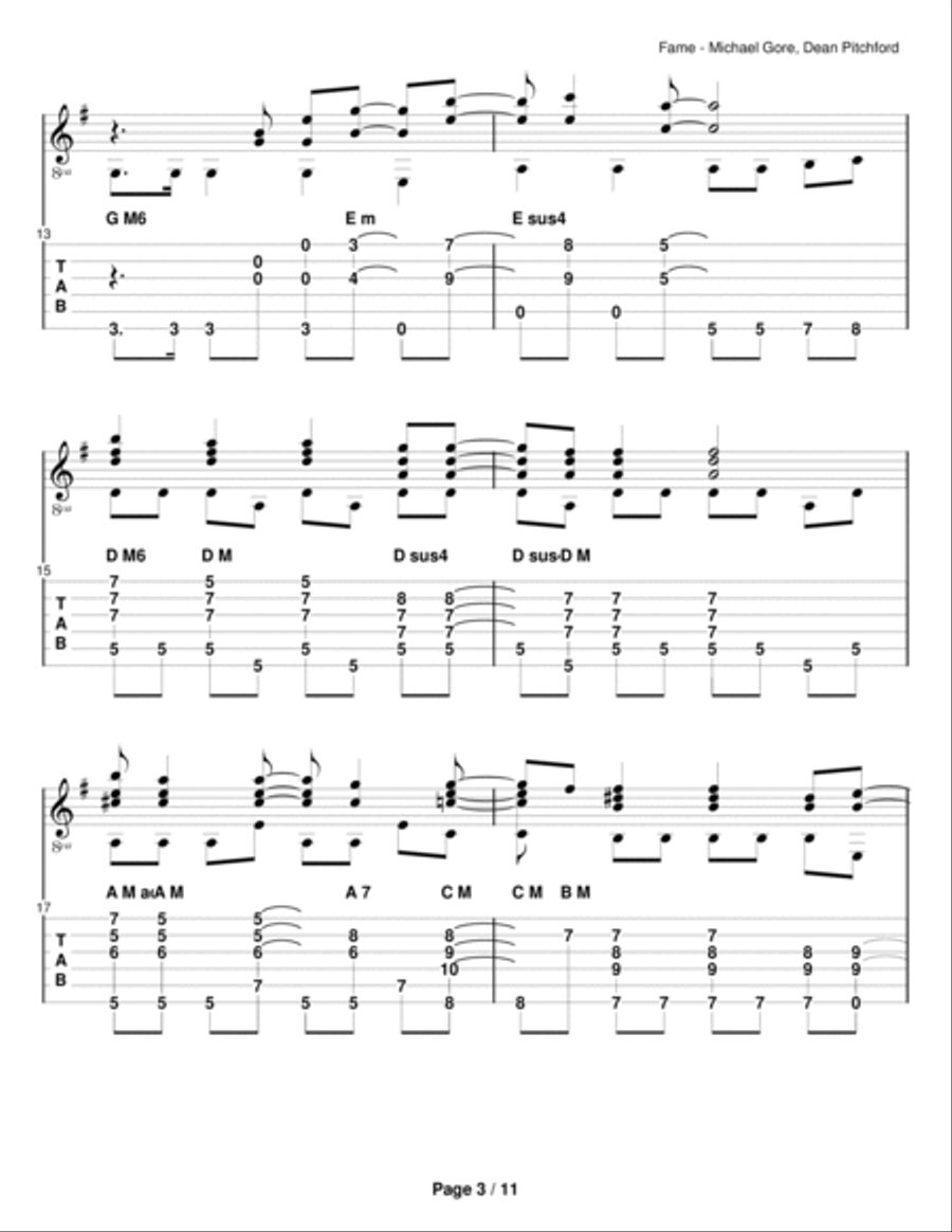 Fame Electric Guitar scores gallery preview page 3
