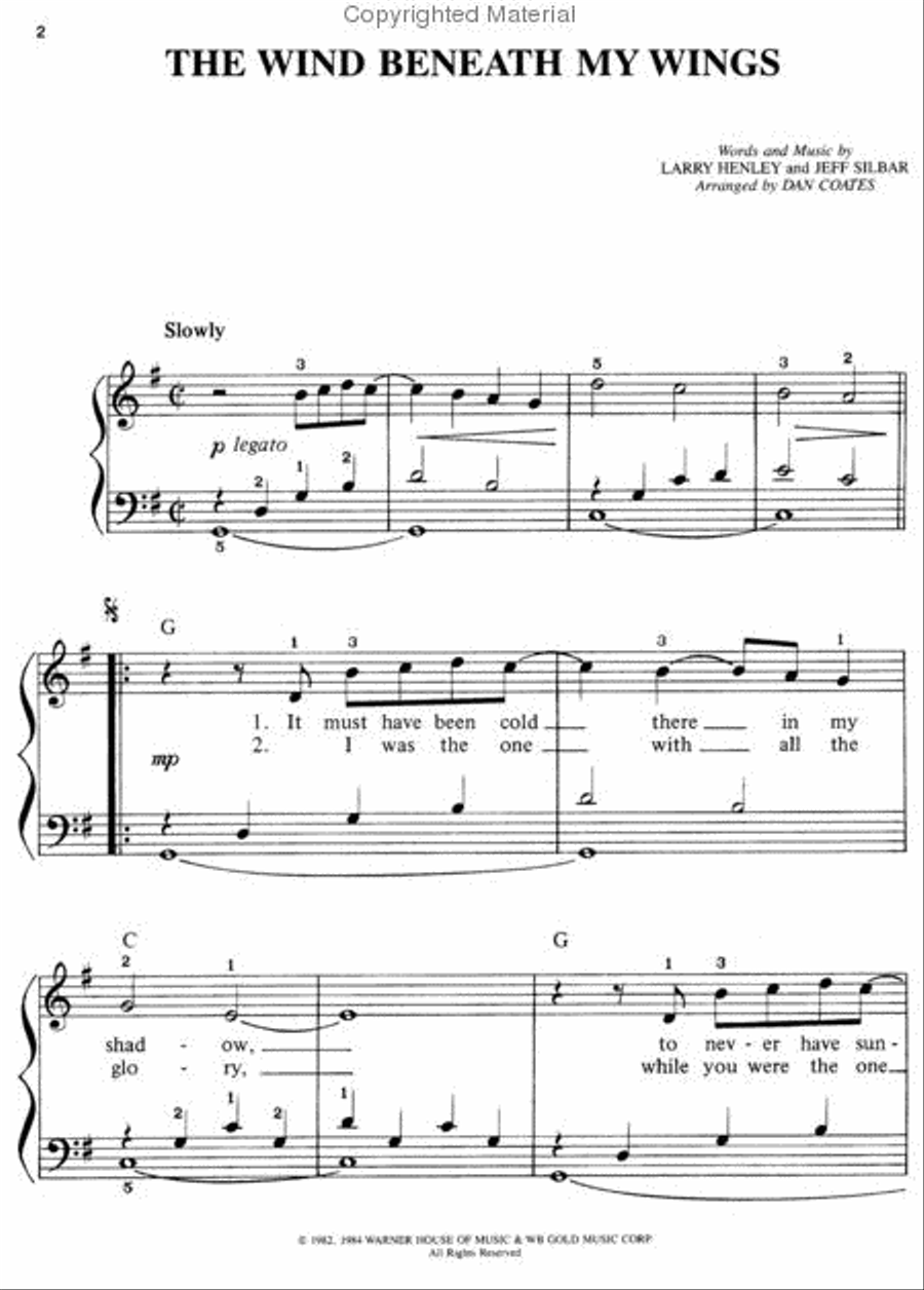 The Wind Beneath My Wings - Easy Piano Small Ensemble scores gallery preview page 2