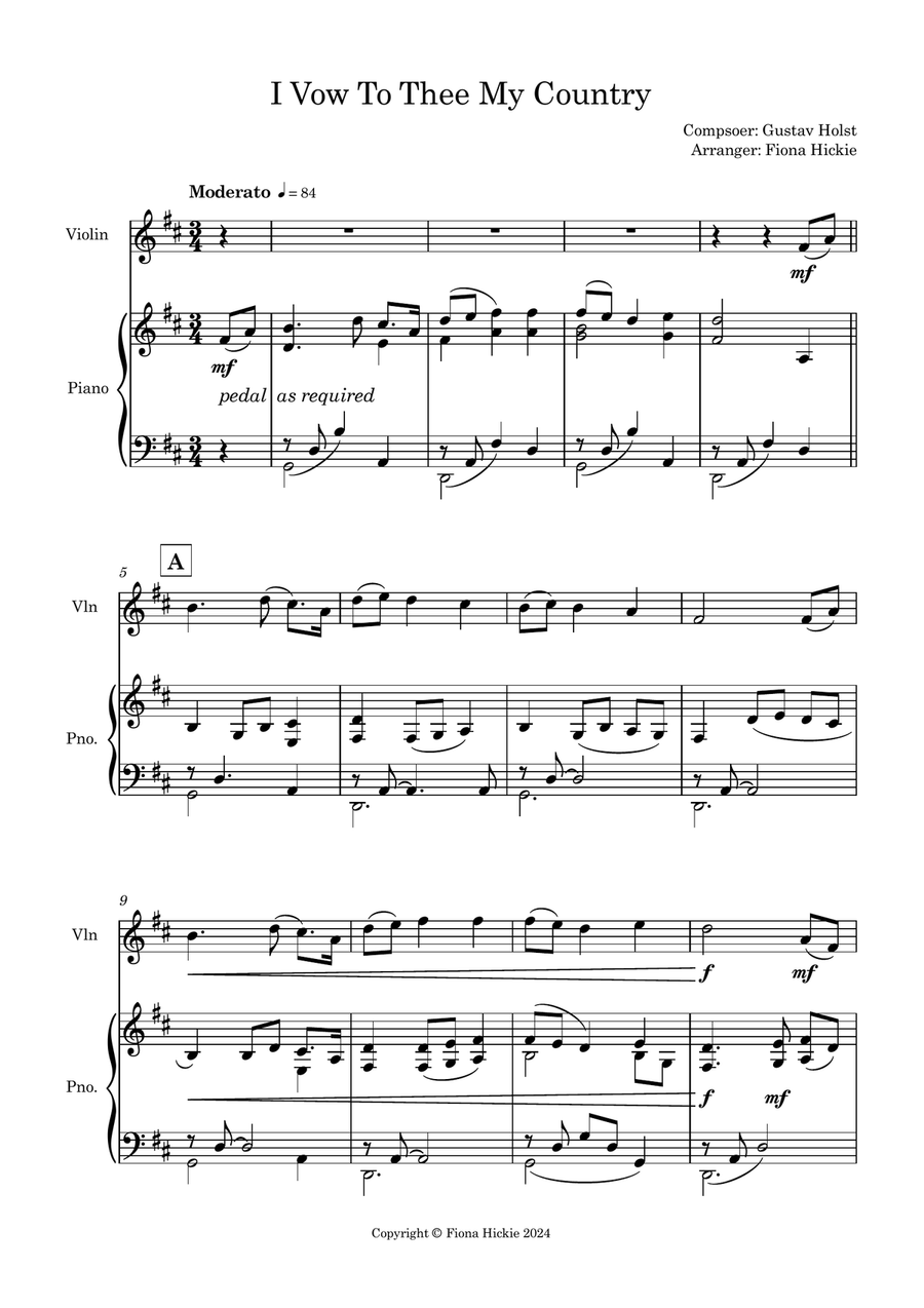I Vow To Thee My Country Violin Solo scores gallery preview page 2
