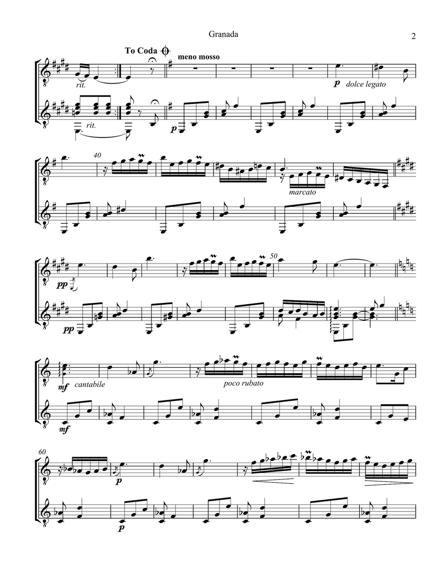 Granada from Suite Española for guitar duo Classical Guitar scores gallery preview page 3
