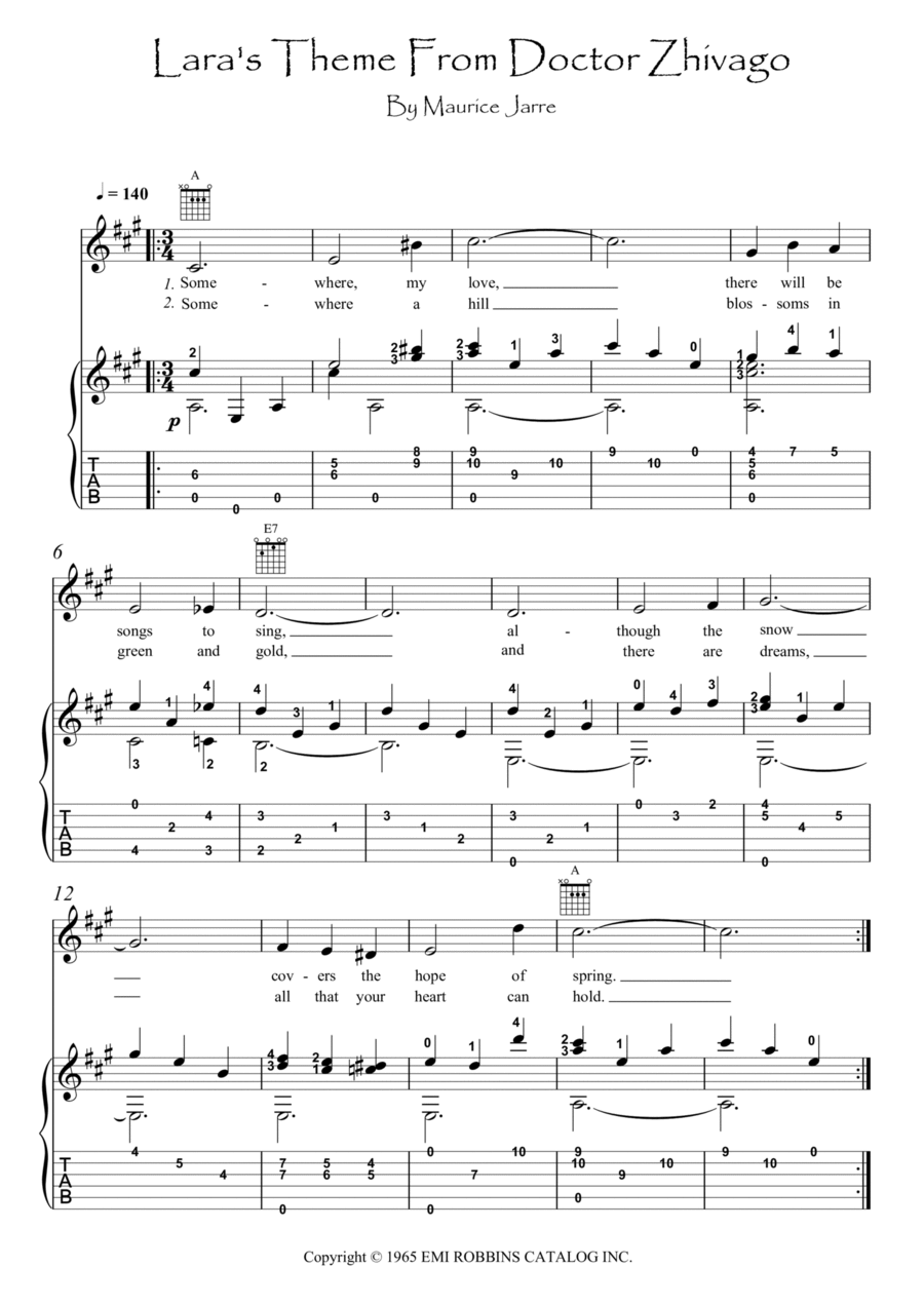 Lara's Theme From Doctor Zhivago Classical Guitar scores gallery preview page 1