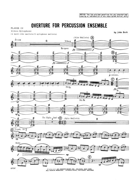 Overture For Percussion Ensemble - Percussion 4