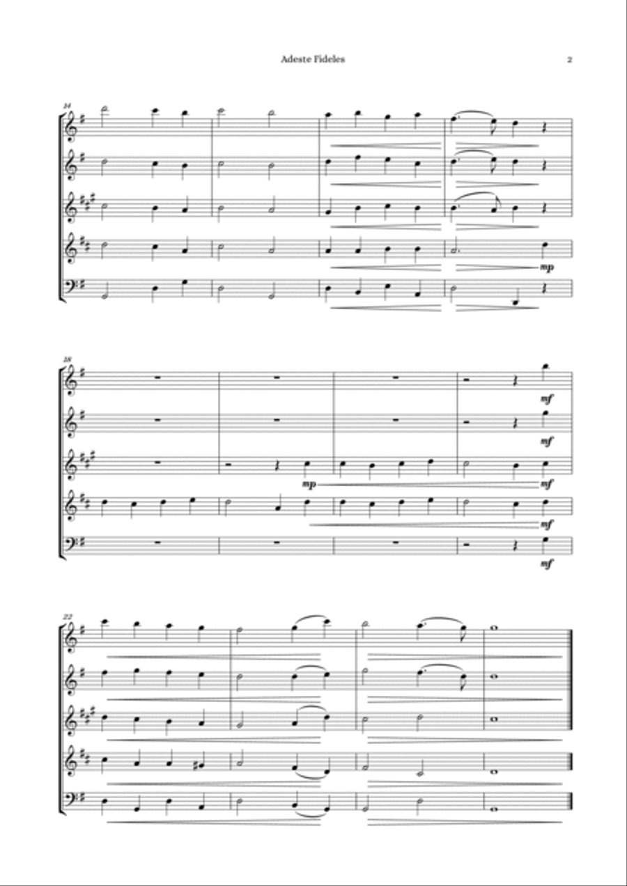 Adeste Fideles (O Come, All Ye Faithful) - Wind Quintet Woodwind Quintet scores gallery preview page 2