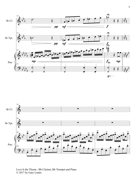 LOVE IS THE THEME (Trio – Bb Clarinet, Bb Trumpet & Piano with Score/Part) image number null