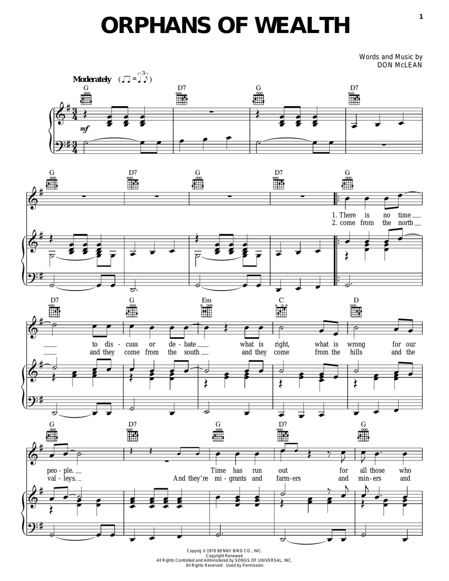 Orphans Of Wealth Orphans Of Wealth Piano, Vocal, Guitar scores gallery preview page 1