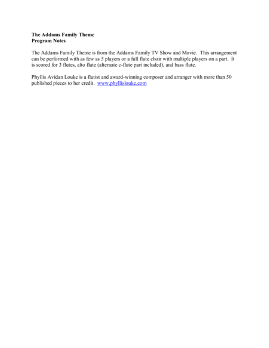 The Addams Family Theme Woodwind Ensemble scores gallery preview page 2