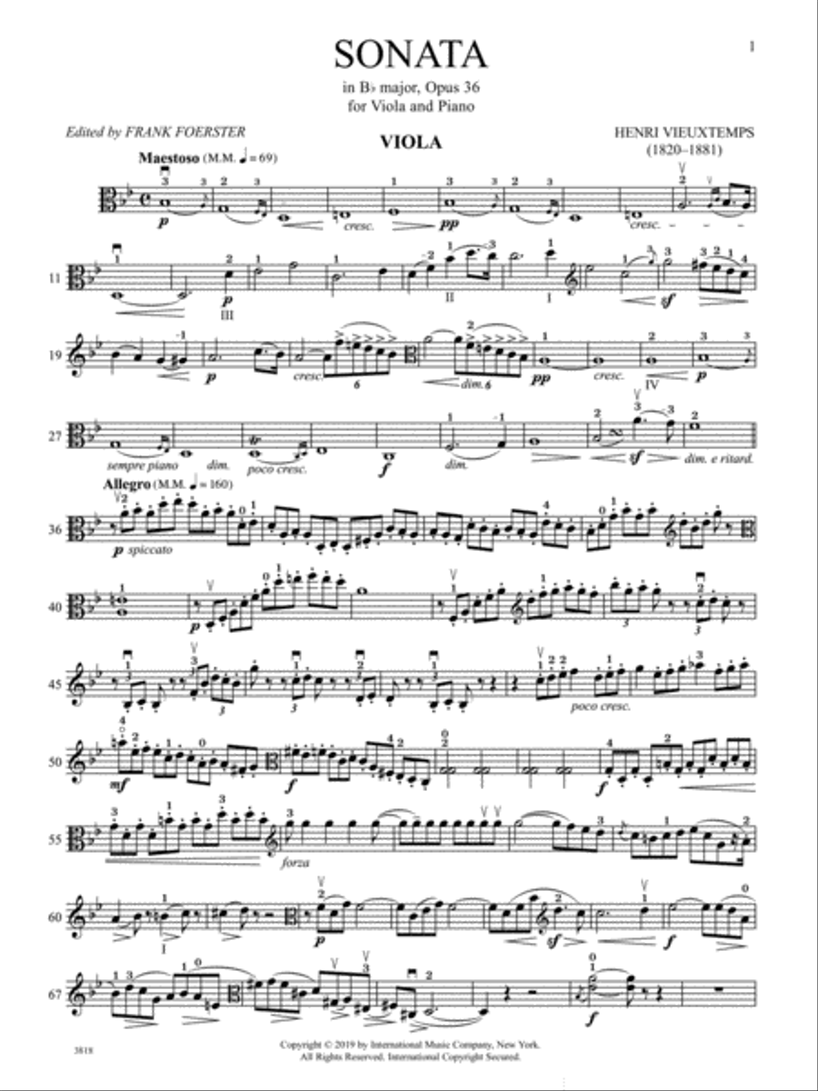 Sonata In B Flat Major, Opus 36 Viola scores gallery preview page 2