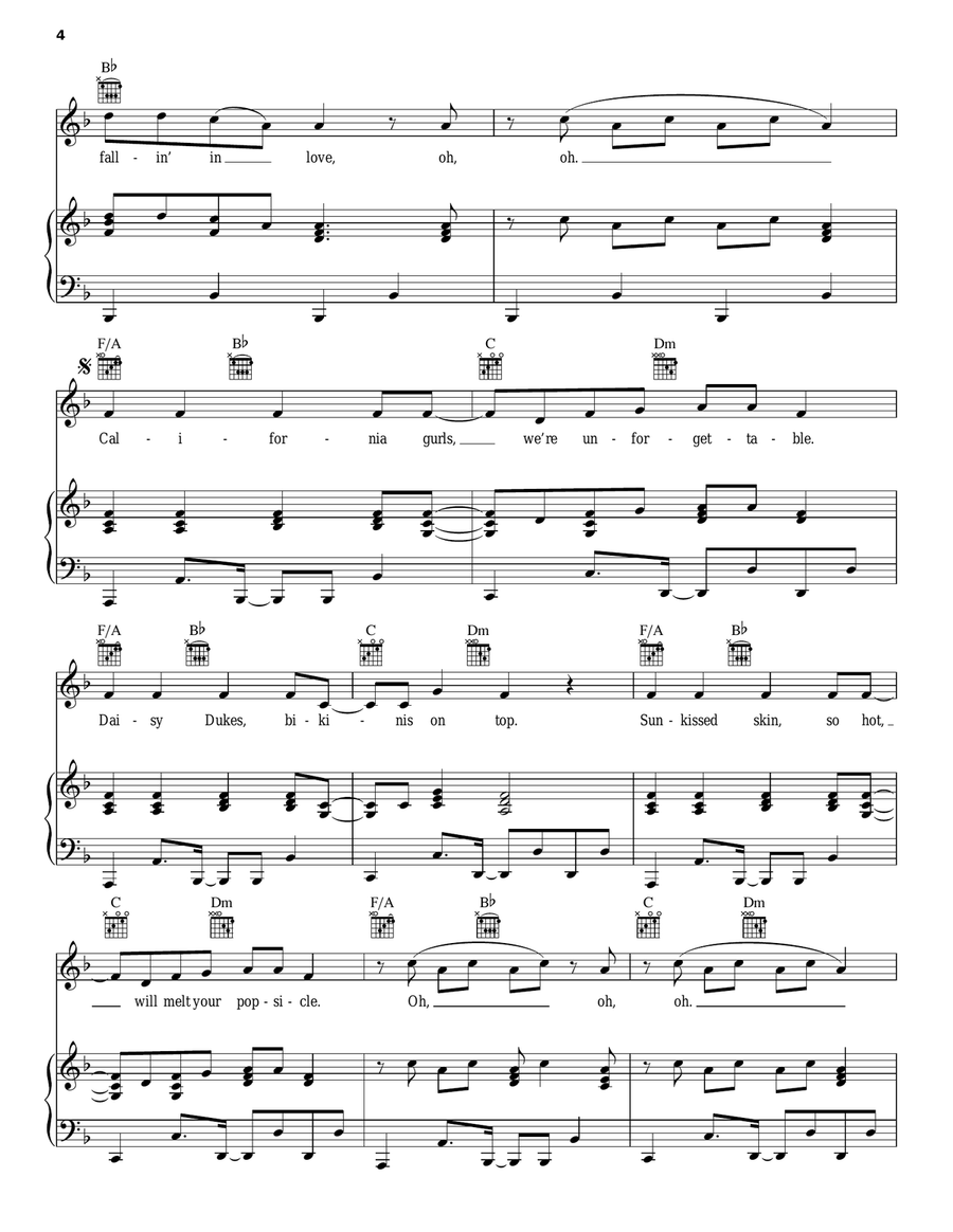 California Gurls Piano, Vocal, Guitar scores gallery preview page 4