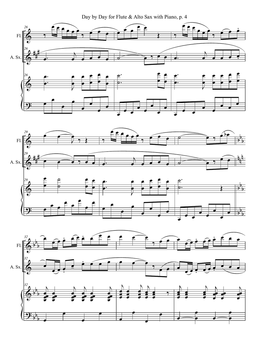 DAY BY DAY (Flute & Alto Sax with Piano - Score & Part included) Woodwind Duet scores gallery preview page 5