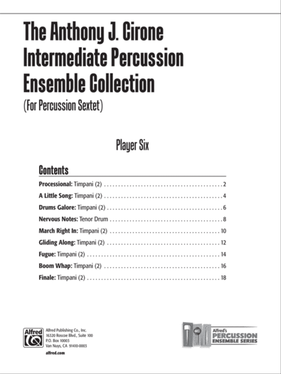The Anthony J. Cirone Intermediate Percussion Ensemble Collection: 6th Percussion Percussion Ensemble scores gallery preview page 1