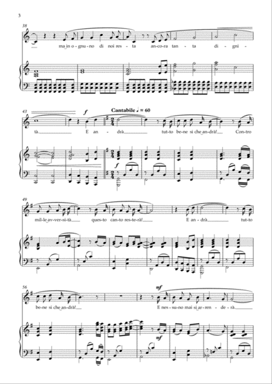 Andrà tutto bene Unison Choir scores gallery preview page 3