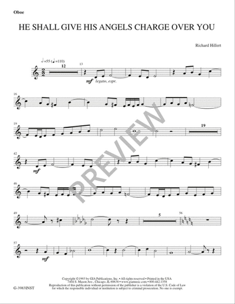 He Shall Give His Angels Charge over You - Instrument edition Oboe scores gallery preview page 2