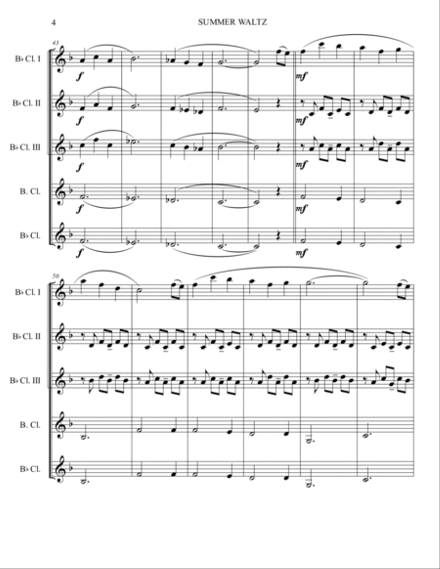Summer Waltz Summer Waltz Woodwind Quartet scores gallery preview page 4
