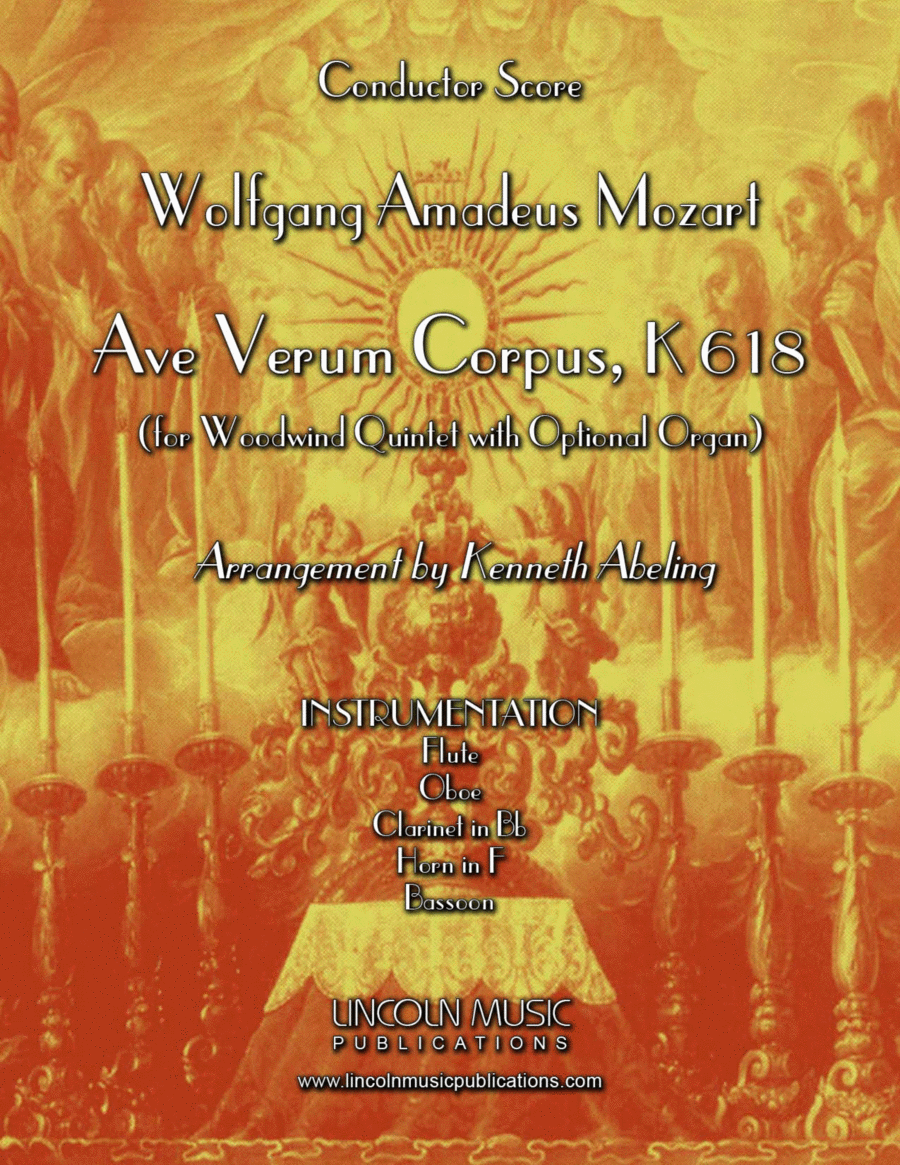 Mozart - Ave Verum Corpus (for Woodwind Quintet and Optional Organ) Woodwind Quintet scores gallery preview page 1