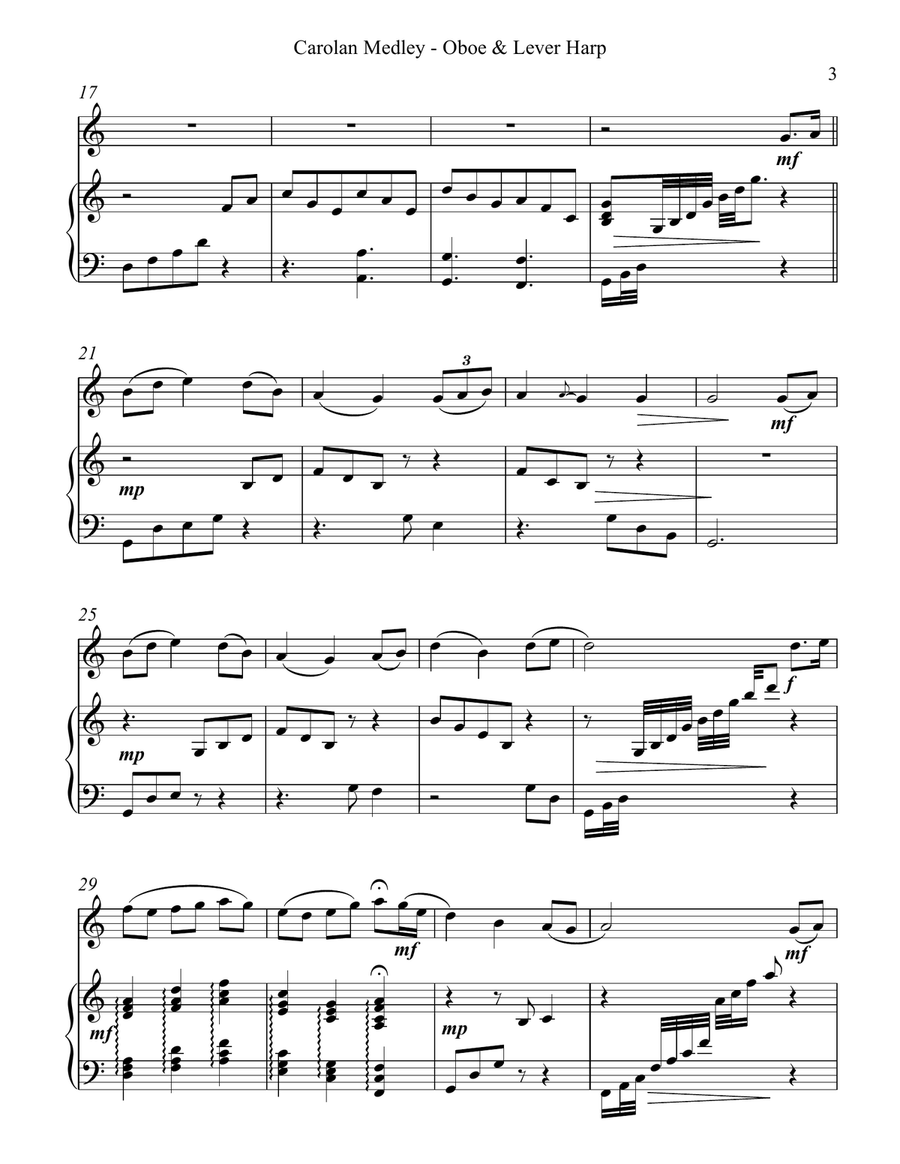 Carolan Medley, Duet for Oboe & Lever Harp Oboe scores gallery preview page 3