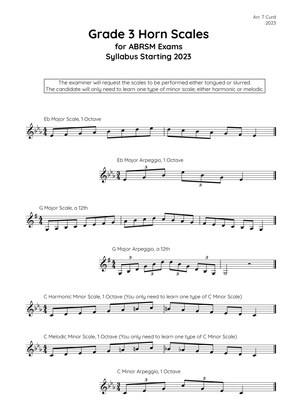 Horn Scales Grade 3. For the new ABRSM Syllabus from 2023.