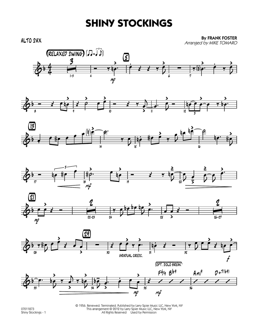 Shiny Stockings - Alto Sax Jazz Ensemble scores gallery preview page 1