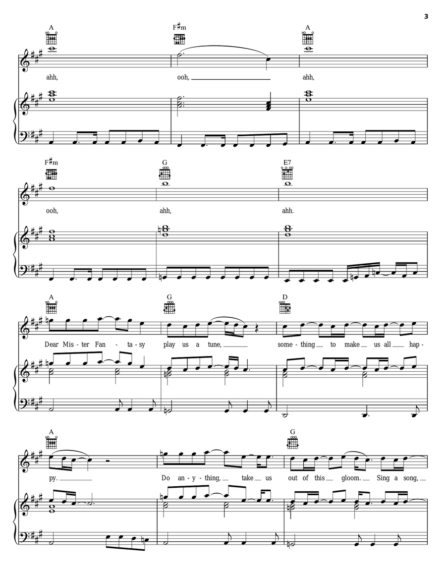 Dear Mr. Fantasy Piano, Vocal, Guitar scores gallery preview page 3