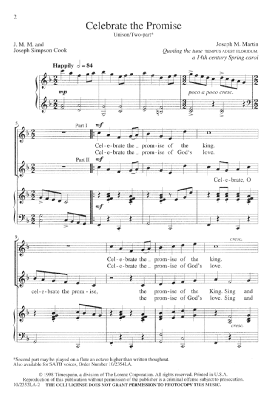 Celebrate the Promise Celebrate the Promise Unison Choir scores gallery preview page 2