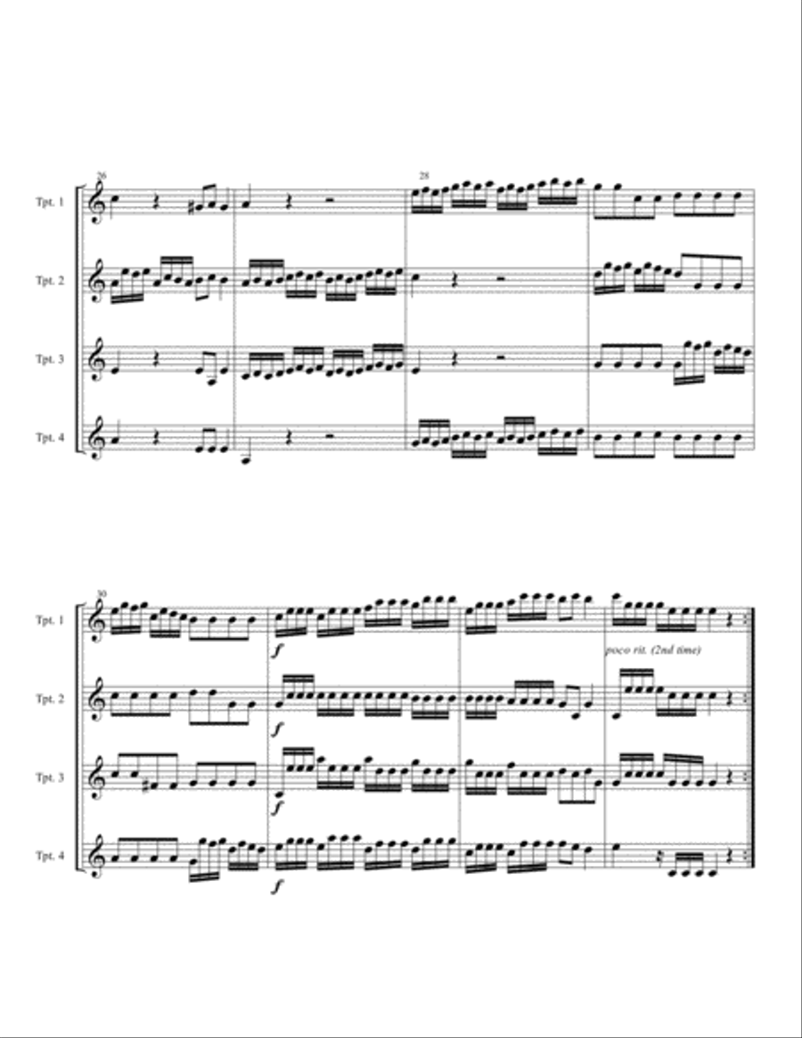 Telemann Concerto #2 for Four Trumpets (originally for 4 violins) Brass Ensemble scores gallery preview page 5