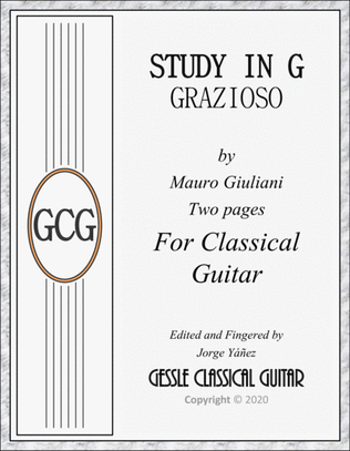 Study in G by Mauro Giuliani for Classical Guitar