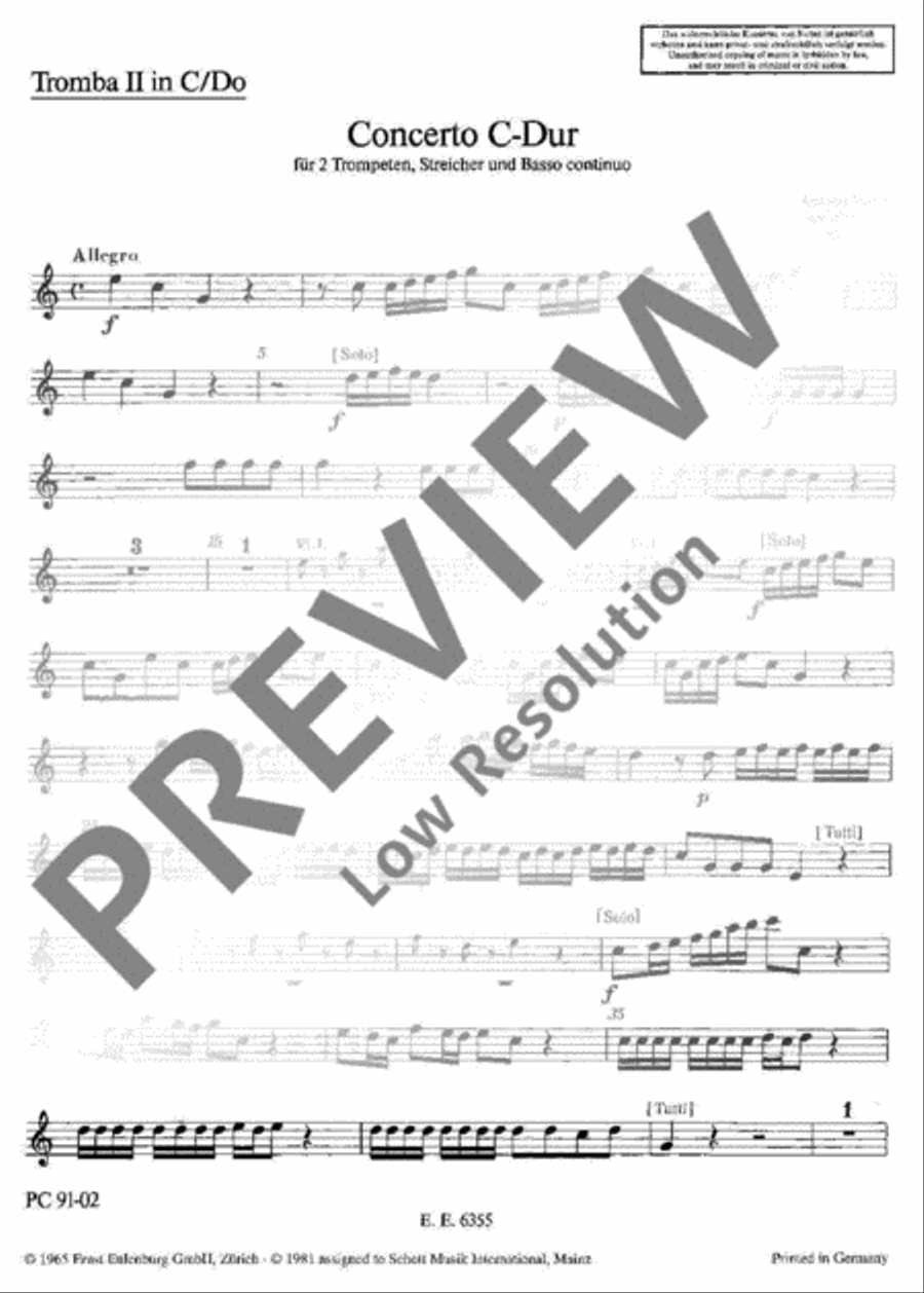 Concerto C major Trumpet Duet scores gallery preview page 2