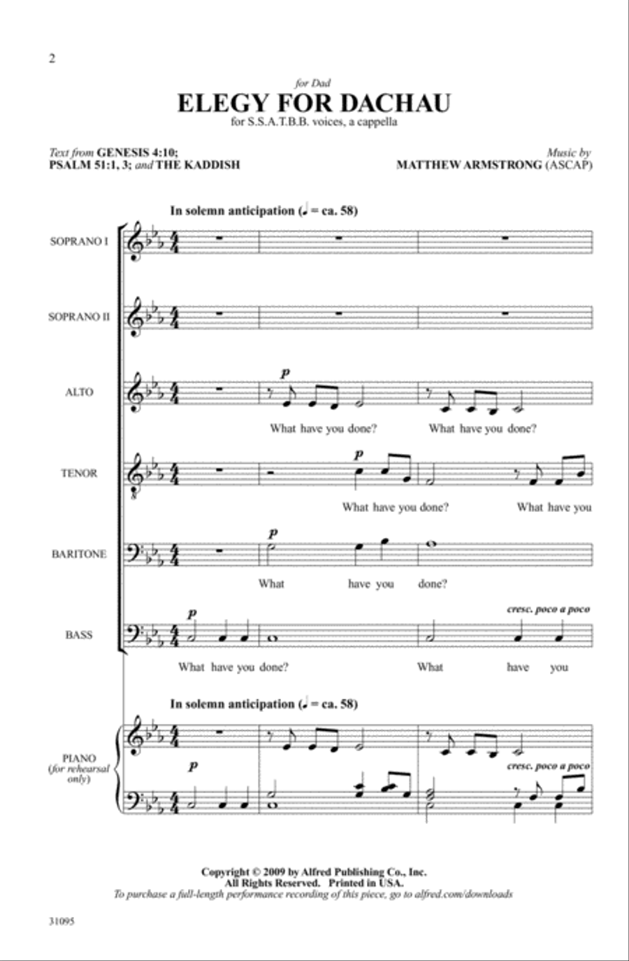 Elegy for Dachau Elegy for Dachau A Cappella scores gallery preview page 1