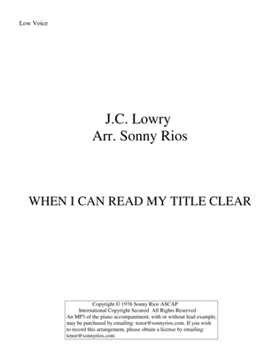 WHEN I CAN READ MY TITLE CLEAR