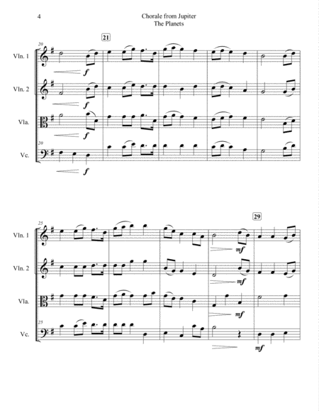 Chorale from Jupiter for String Quartet image number null