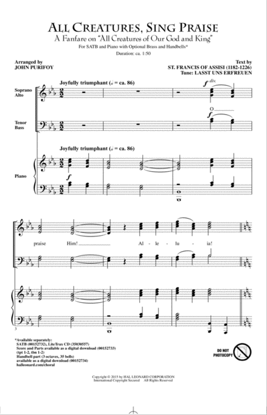 All Creatures Of Our God And King 4-Part scores gallery preview page 1