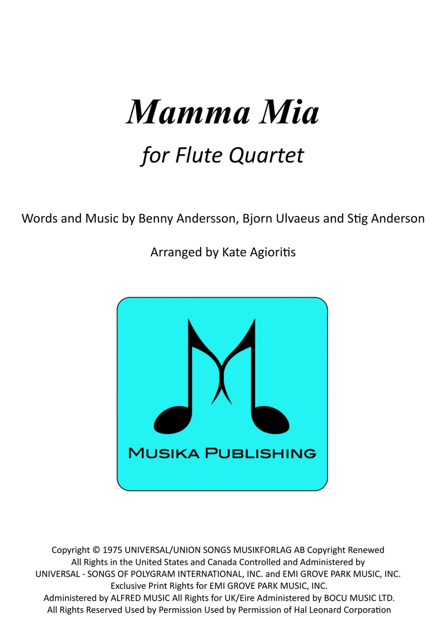 Mamma Mia Mamma Mia Flute Quartet scores gallery preview page 1
