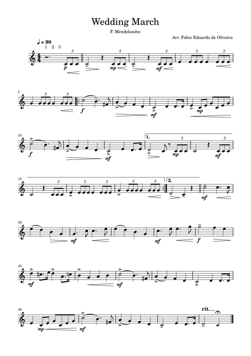 Wedding March (Mendelssohn) - Easy Arrangement image number null