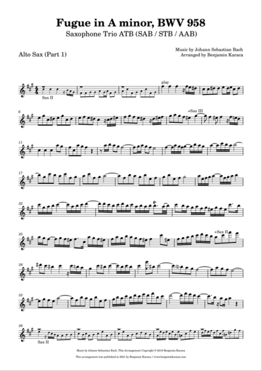 Fugue in A minor, BWV 958 Woodwind Trio scores gallery preview page 5