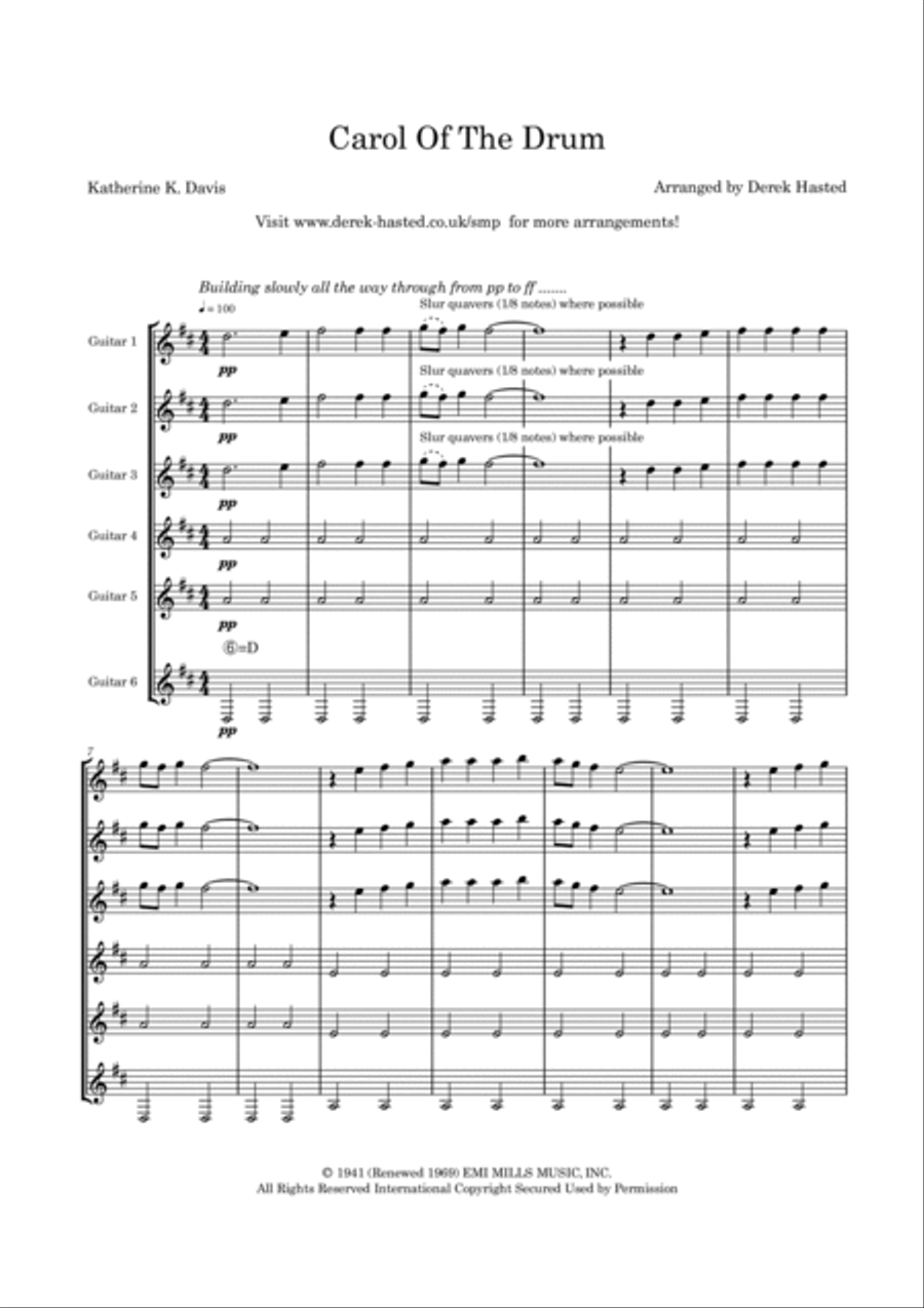 Carol Of The Drum Guitar Ensemble scores gallery preview page 4