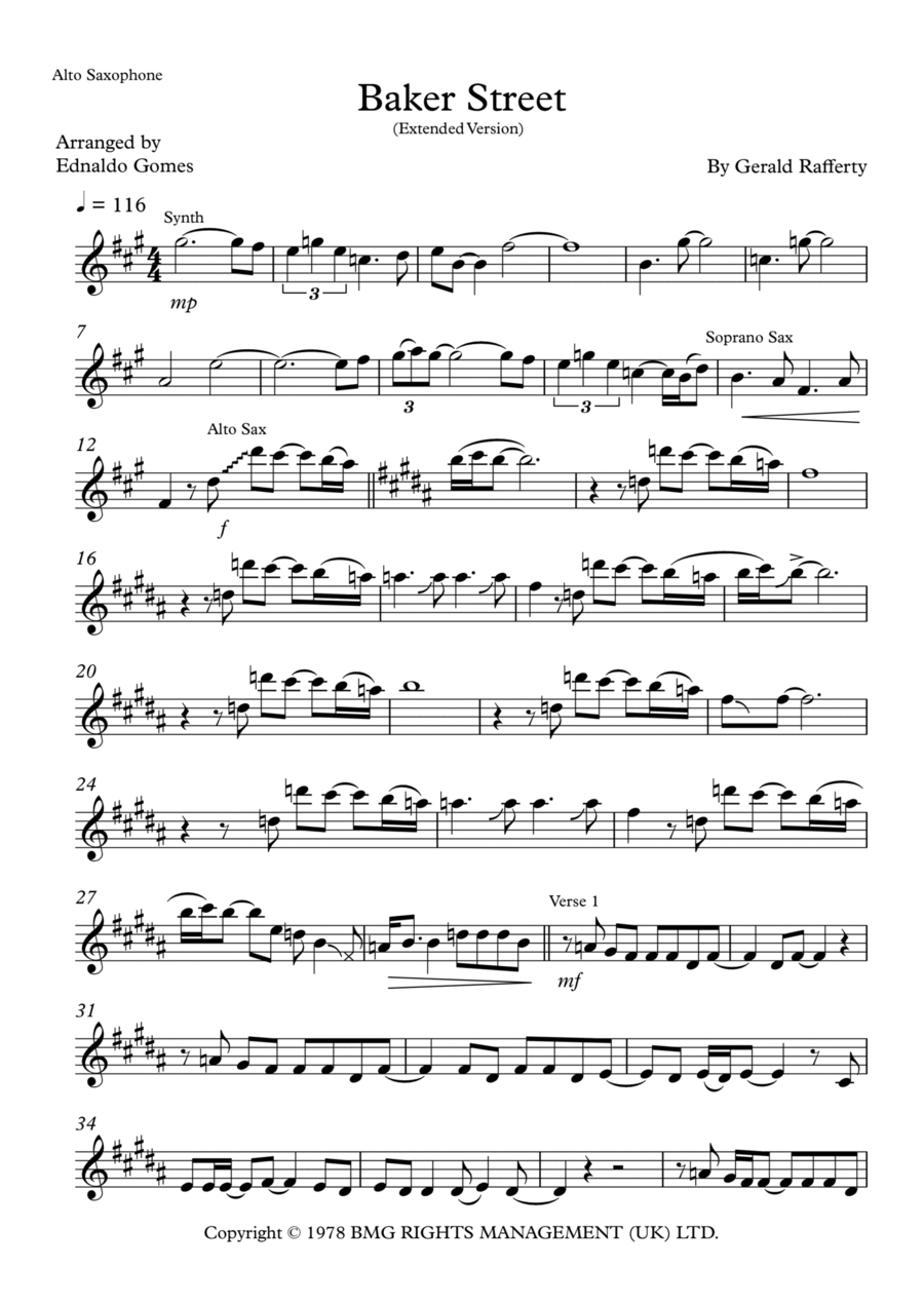 Baker Street Alto Saxophone scores gallery preview page 1