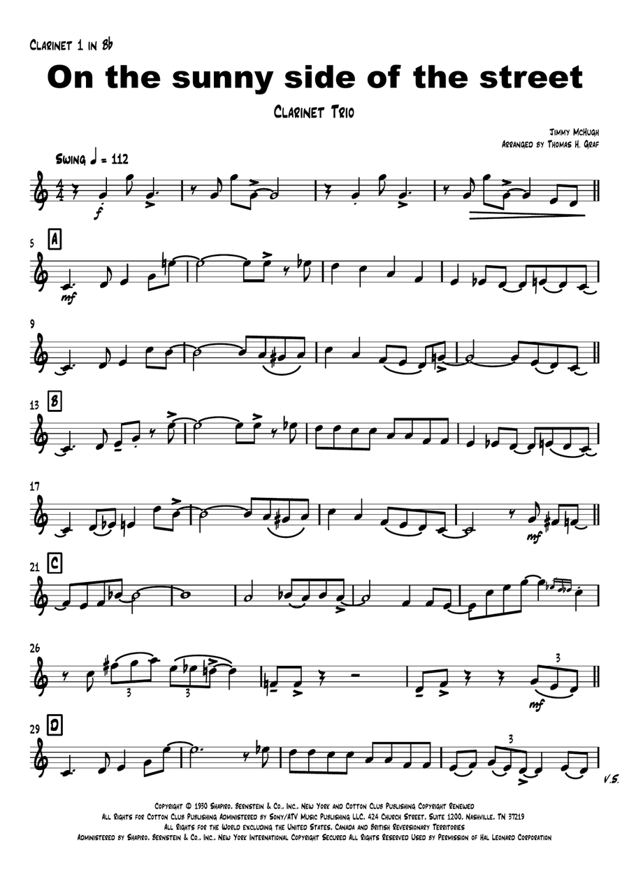 On The Sunny Side Of The Street Clarinet Trio scores gallery preview page 4