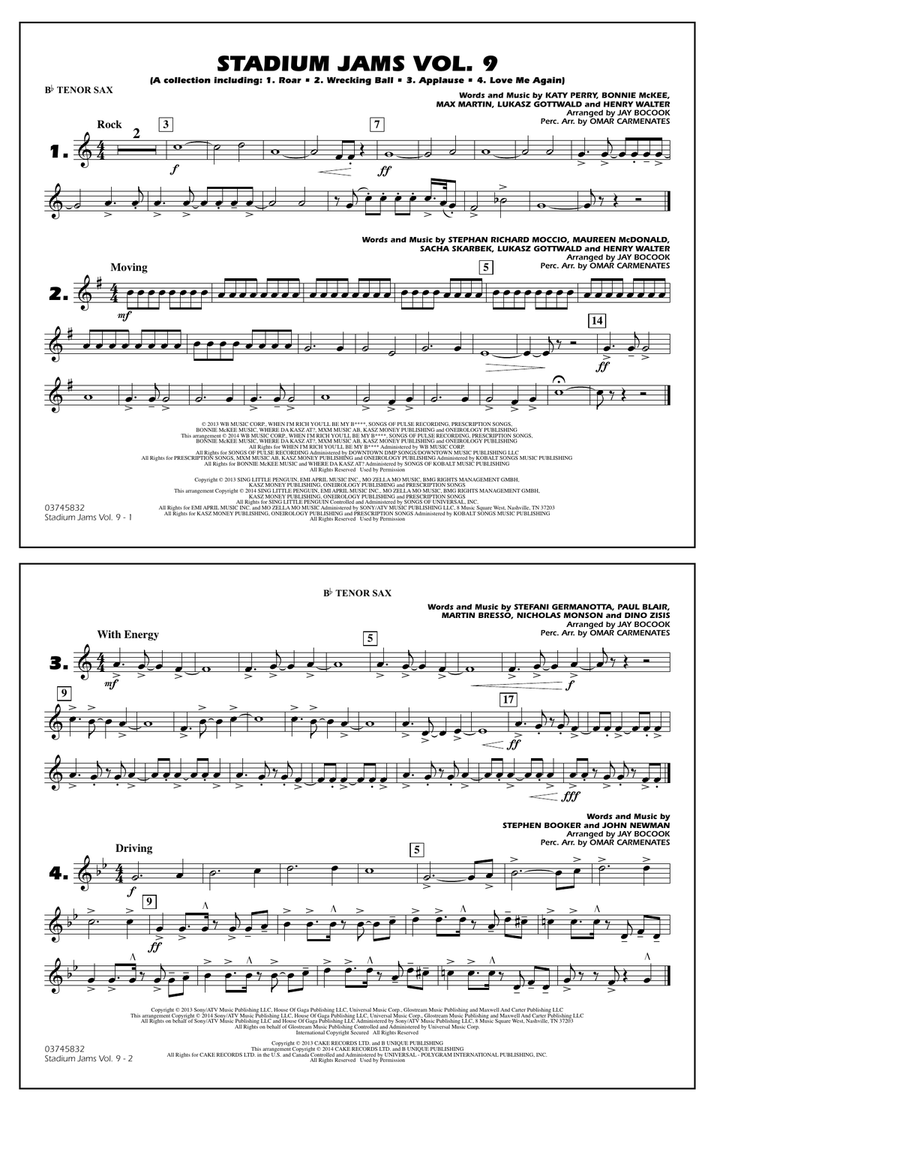 Stadium Jams - Volume 9 - Bb Tenor Sax