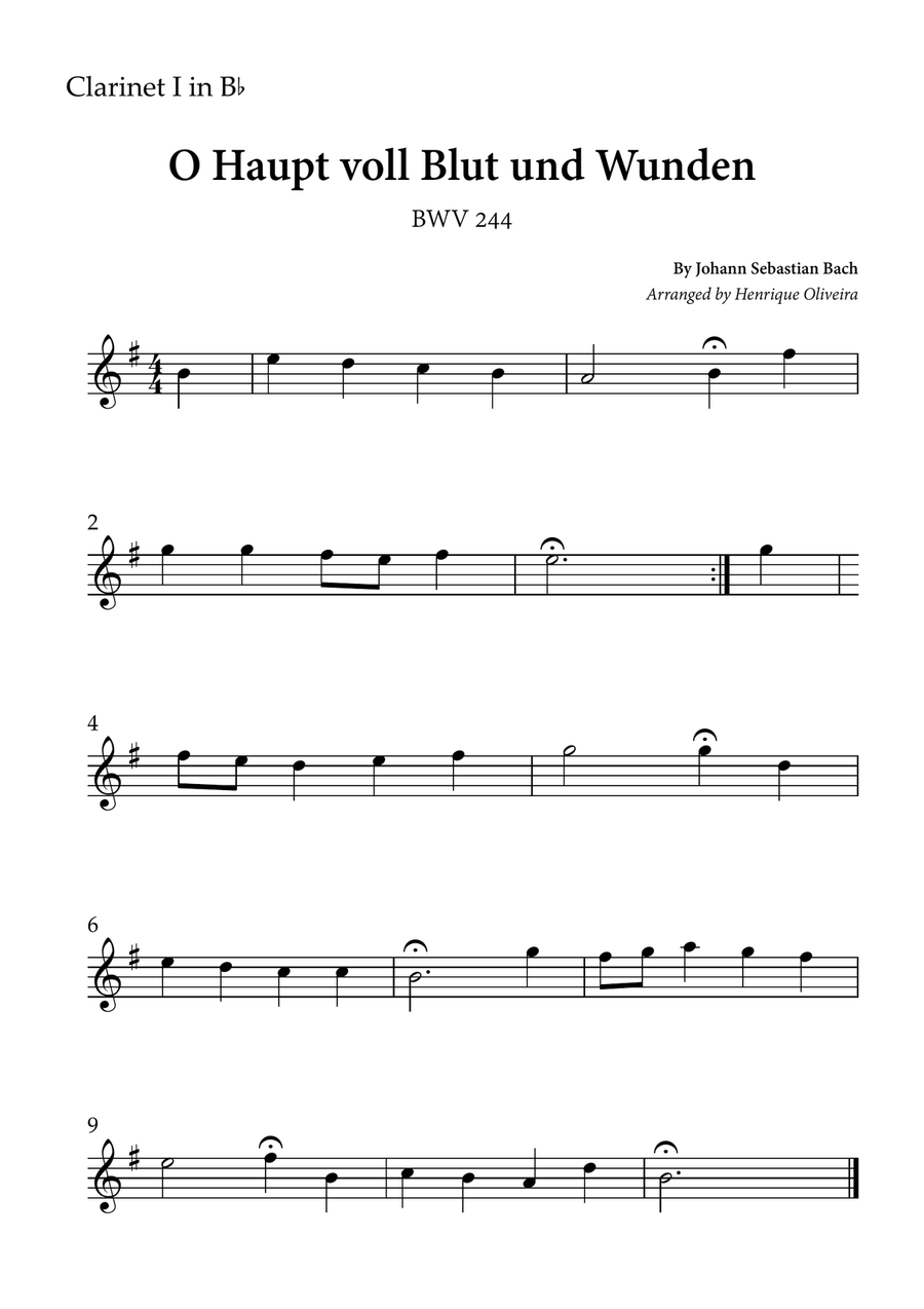 O Haupt voll Blut und Wunden (Clarinet Duet) - Johann Sebastian Bach Clarinet Duet scores gallery preview page 2