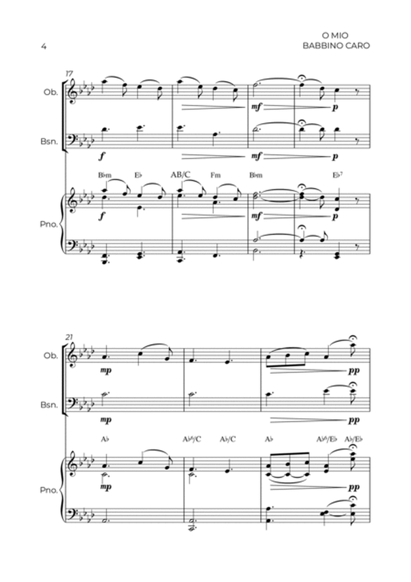 O MIO BABBINO CARO - WIND PIANO TRIO (OBOE, BASSOON & PIANO) image number null