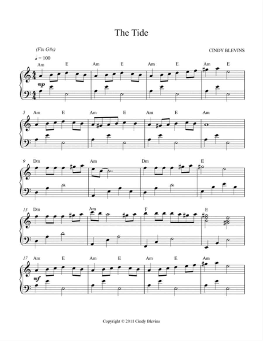 The Tide, original solo for Lever or Pedal Harp Pedal Harp scores gallery preview page 2