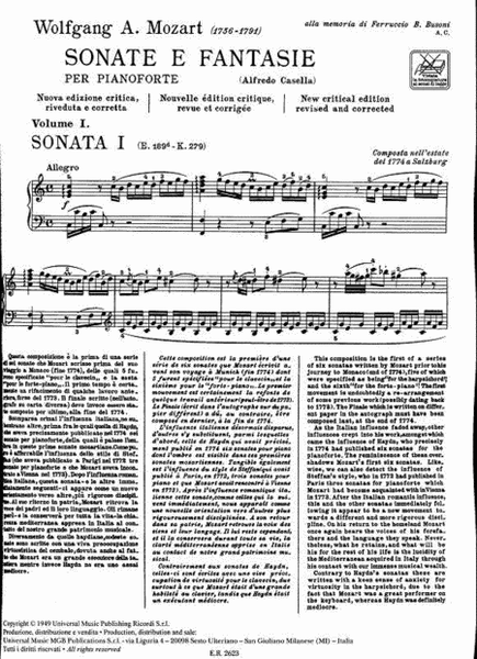Sonate E Fantasie Volume I