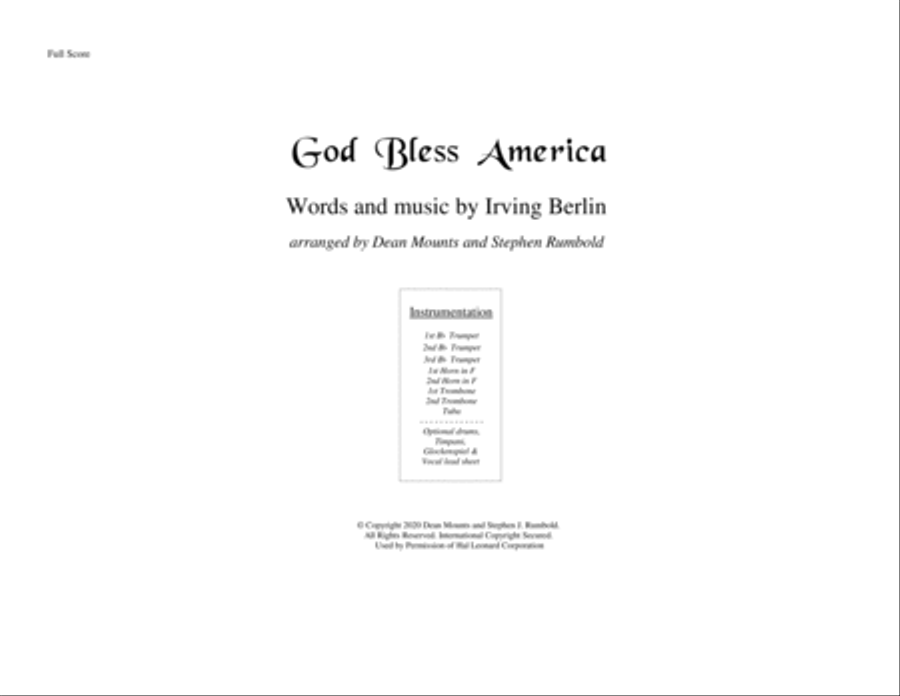 God Bless America Small Ensemble scores gallery preview page 1