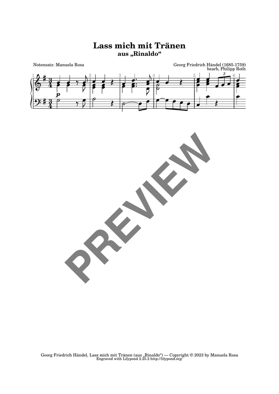 Lass mich mit Tränen (from Georg Friedrich Händel, Rinaldo) Banjo scores gallery preview page 2