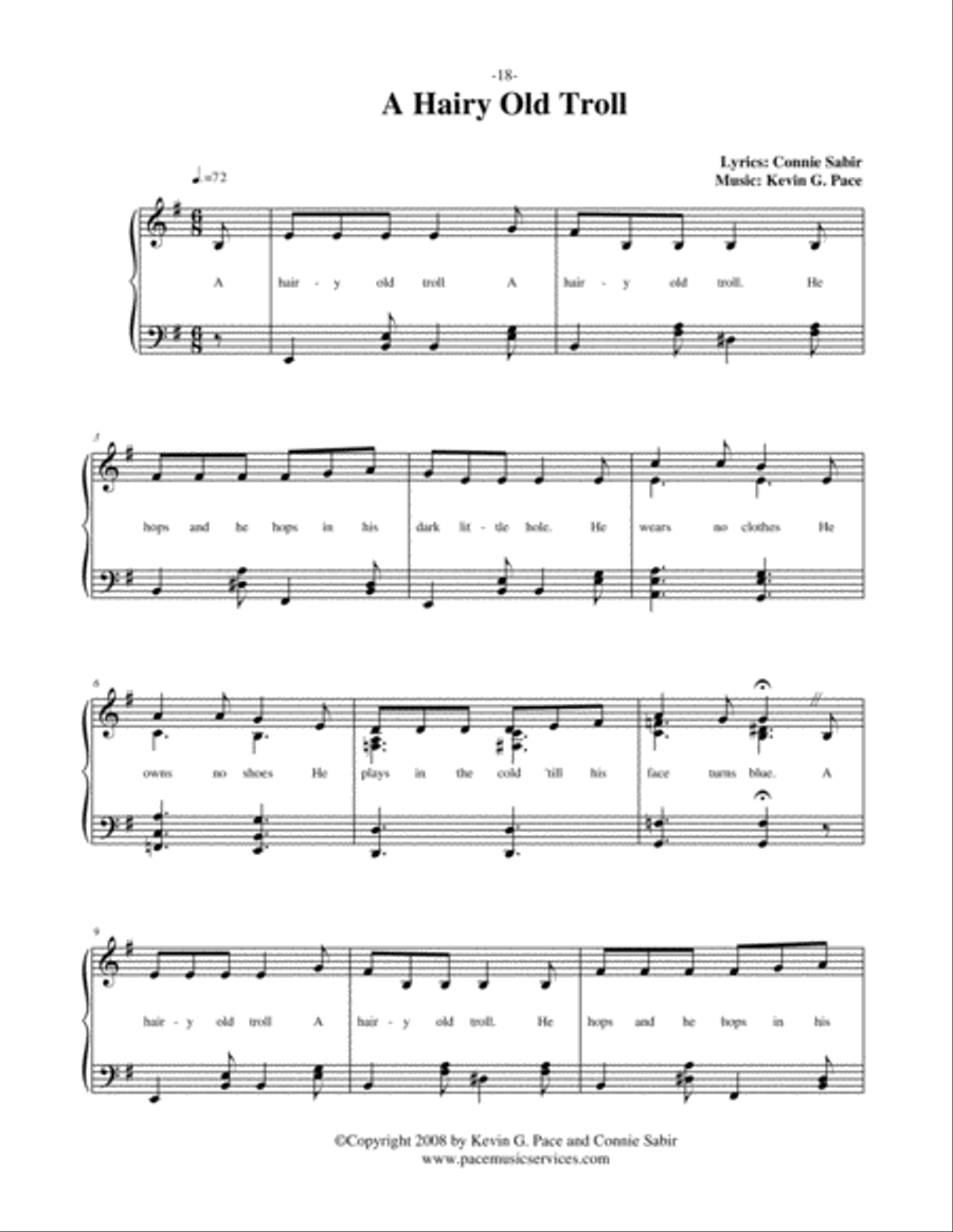 A Hairy Old Troll - vocal solo with piano accompaniment or piano solo Voice Solo scores gallery preview page 2